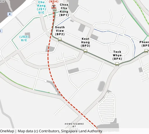 Map of the area around Blk 815C Choa Chu Kang Ave 7 in Choa Chu Kang, showing 400 m and 1 km rings and 2 primary schools within 1 km