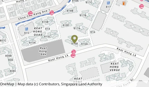 Location map of Blk 816B Keat Hong Link, a HDB resale block in Choa Chu Kang, Singapore