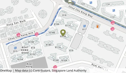 Location map of Blk 817B Keat Hong Link, a HDB resale block in Choa Chu Kang, Singapore
