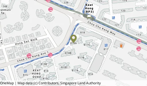Location map of Blk 818A Choa Chu Kang Ave 1, a HDB resale block in Choa Chu Kang, Singapore