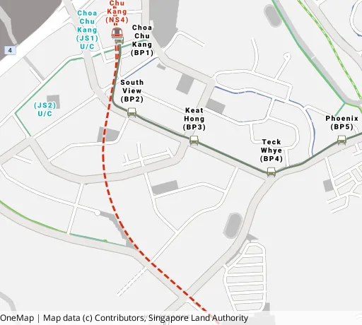 Map of the area around Blk 818B Choa Chu Kang Ave 1 in Choa Chu Kang, showing 400 m and 1 km rings and 3 primary schools within 1 km