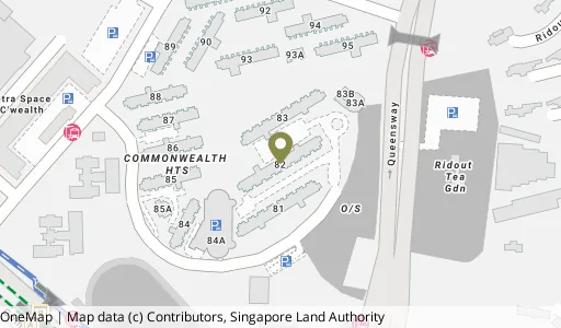 Location map of Blk 82 C'wealth Cl, a HDB resale block in Queenstown, Singapore