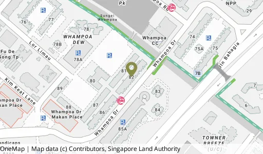 Location map of Blk 82 Whampoa Dr, a HDB resale block in Kallang/Whampoa, Singapore