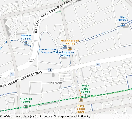 Map of the area around Blk 82A Circuit Rd in Geylang, showing 400 m and 1 km rings and 2 primary schools within 1 km