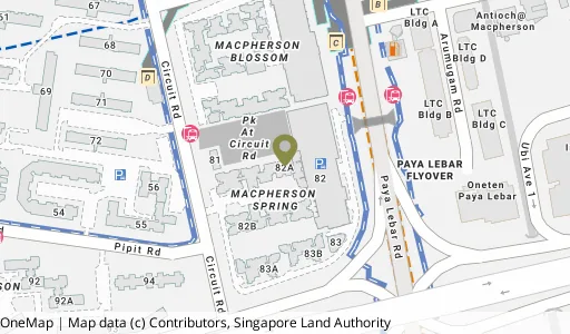 Location map of Blk 82A Circuit Rd, a HDB resale block in Geylang, Singapore