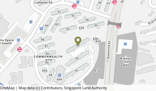 Location map of Blk 83 C'wealth Cl, a HDB resale block in Queenstown, Singapore