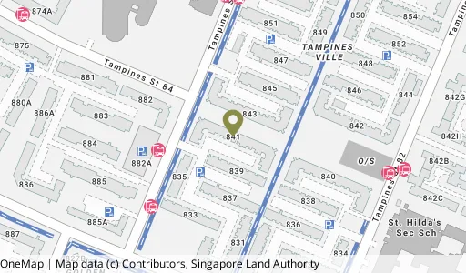 Location map of Blk 841 Tampines St 83, a HDB resale block in Tampines, Singapore
