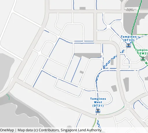 Map of the area around Blk 845 Tampines St 83 in Tampines, showing 400 m and 1 km rings and 3 primary schools within 1 km