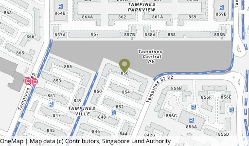 Location map of Blk 856 Tampines St 82, a HDB resale block in Tampines, Singapore