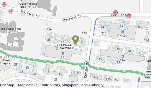 Location map of Blk 86 Dawson Rd, a HDB resale block in Queenstown, Singapore