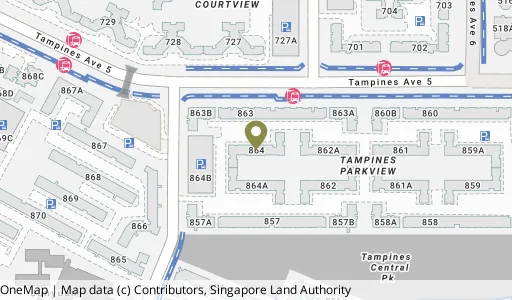 Location map of Blk 864 Tampines St 83, a HDB resale block in Tampines, Singapore