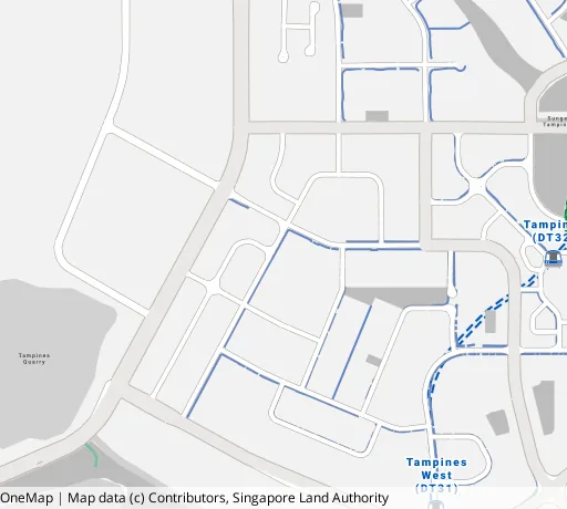 Map of the area around Blk 868A Tampines Ave 8 in Tampines, showing 400 m and 1 km rings and 2 primary schools within 1 km