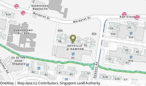 Location map of Blk 87 Dawson Rd, a HDB resale block in Queenstown, Singapore