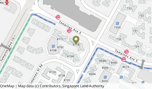 Location map of Blk 871B Tampines St 86, a HDB resale block in Tampines, Singapore