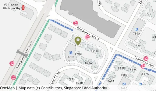 Location map of Blk 871C Tampines St 86, a HDB resale block in Tampines, Singapore