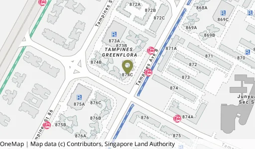 Location map of Blk 874C Tampines St 85, a HDB resale block in Tampines, Singapore