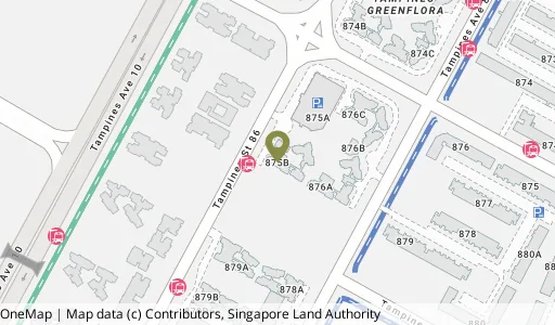 Location map of Blk 875B Tampines St 86, a HDB resale block in Tampines, Singapore