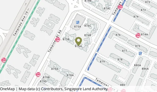 Location map of Blk 876A Tampines Ave 8, a HDB resale block in Tampines, Singapore