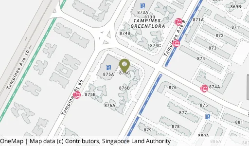Location map of Blk 876C Tampines Ave 8, a HDB resale block in Tampines, Singapore