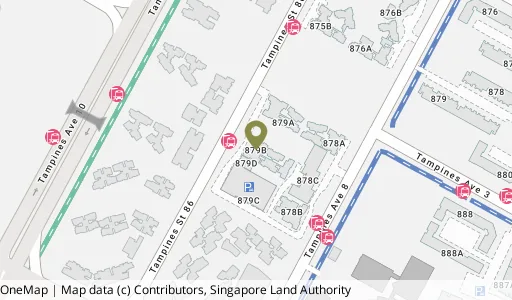 Location map of Blk 879B Tampines Ave 8, a HDB resale block in Tampines, Singapore