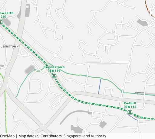 Map of the area around Blk 88 Dawson Rd in Queenstown, showing 400 m and 1 km rings and 1 primary school within 1 km