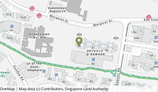 Location map of Blk 88 Dawson Rd, a HDB resale block in Queenstown, Singapore