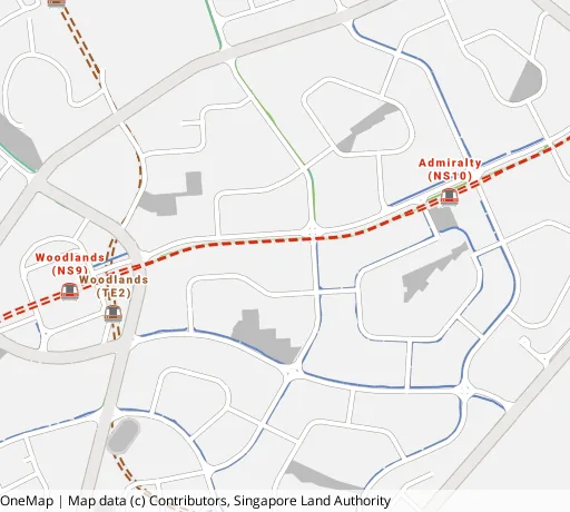 Map of the area around Blk 886A Woodlands Dr 50 in Woodlands, showing 400 m and 1 km rings and 6 primary schools within 1 km