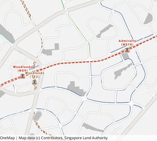 Map of the area around Blk 886C Woodlands Dr 50 in Woodlands, showing 400 m and 1 km rings and 6 primary schools within 1 km