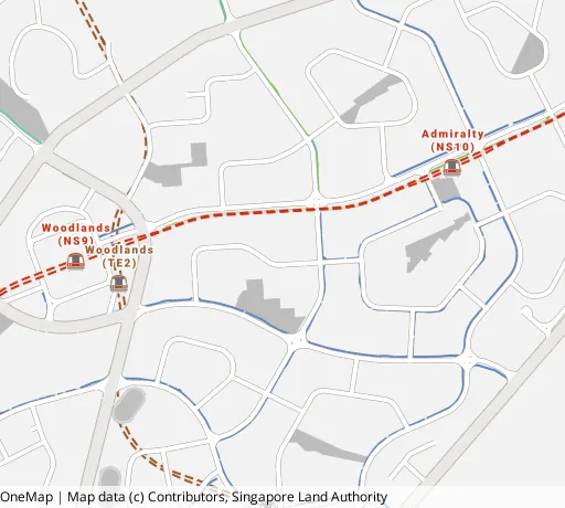 Map of the area around Blk 887B Woodlands Dr 50 in Woodlands, showing 400 m and 1 km rings and 6 primary schools within 1 km