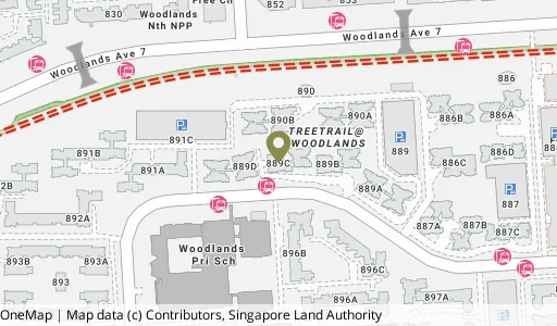 Location map of Blk 889C Woodlands Dr 50, a HDB resale block in Woodlands, Singapore