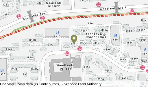 Location map of Blk 889D Woodlands Dr 50, a HDB resale block in Woodlands, Singapore