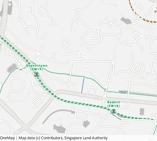 Map of the area around Blk 89 Dawson Rd in Queenstown, showing 400 m and 1 km rings and 1 primary school within 1 km