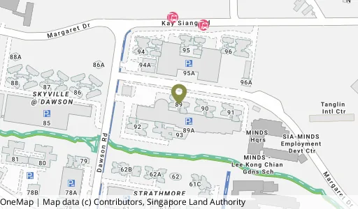 Location map of Blk 89 Dawson Rd, a HDB resale block in Queenstown, Singapore
