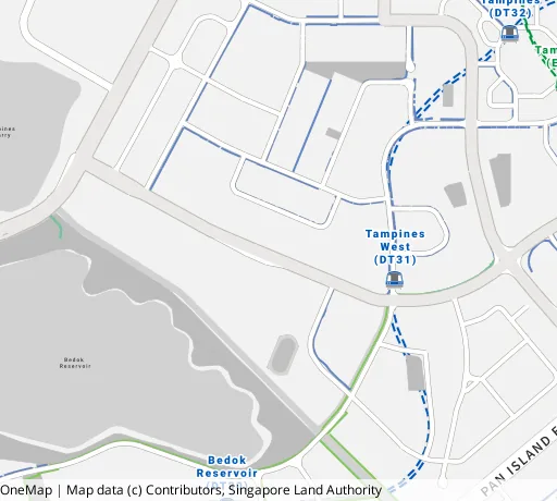 Map of the area around Blk 890A Tampines Ave 1 in Tampines, showing 400 m and 1 km rings and 2 primary schools within 1 km