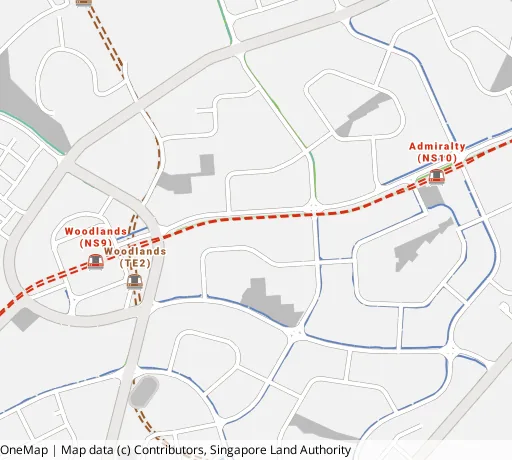 Map of the area around Blk 890A Woodlands Dr 50 in Woodlands, showing 400 m and 1 km rings and 6 primary schools within 1 km