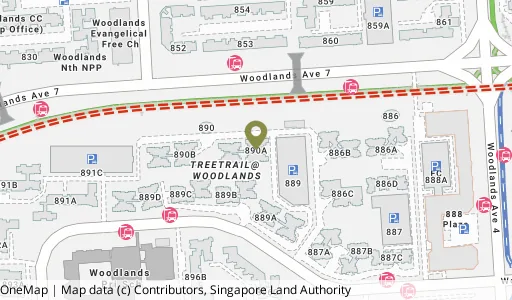 Location map of Blk 890A Woodlands Dr 50, a HDB resale block in Woodlands, Singapore