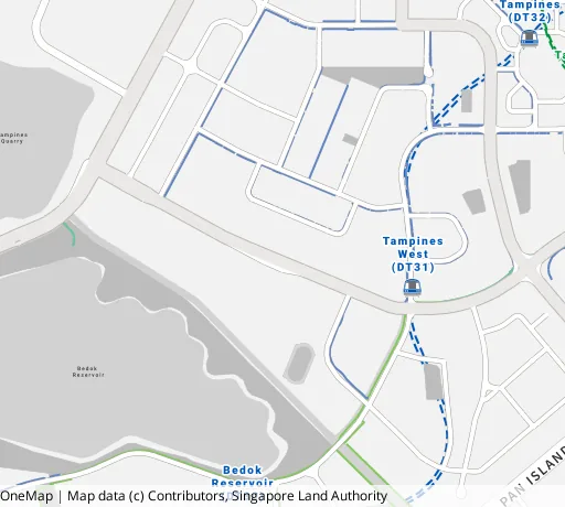 Map of the area around Blk 890B Tampines Ave 1 in Tampines, showing 400 m and 1 km rings and 2 primary schools within 1 km