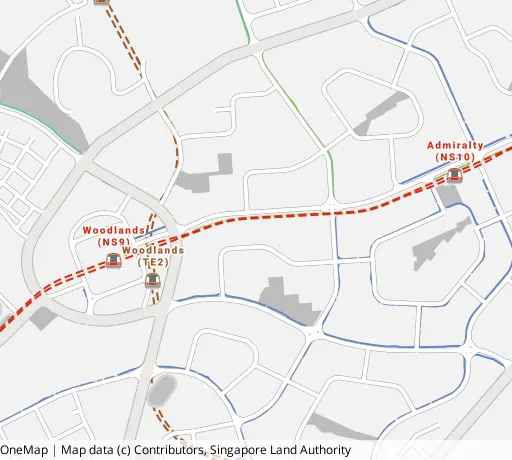 Map of the area around Blk 890B Woodlands Dr 50 in Woodlands, showing 400 m and 1 km rings and 7 primary schools within 1 km