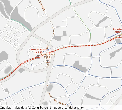 Map of the area around Blk 892A Woodlands Dr 50 in Woodlands, showing 400 m and 1 km rings and 7 primary schools within 1 km