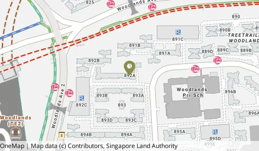 Location map of Blk 892A Woodlands Dr 50, a HDB resale block in Woodlands, Singapore