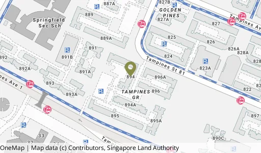Location map of Blk 894 Tampines St 81, a HDB resale block in Tampines, Singapore
