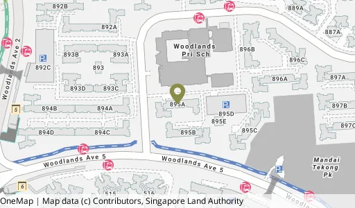 Location map of Blk 895A Woodlands Dr 50, a HDB resale block in Woodlands, Singapore