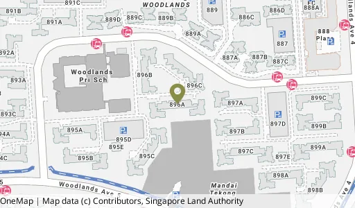 Location map of Blk 896A Woodlands Dr 50, a HDB resale block in Woodlands, Singapore