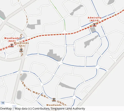 Map of the area around Blk 898B Woodlands Dr 50 in Woodlands, showing 400 m and 1 km rings and 5 primary schools within 1 km