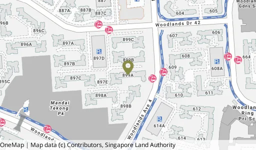 Location map of Blk 899A Woodlands Dr 50, a HDB resale block in Woodlands, Singapore