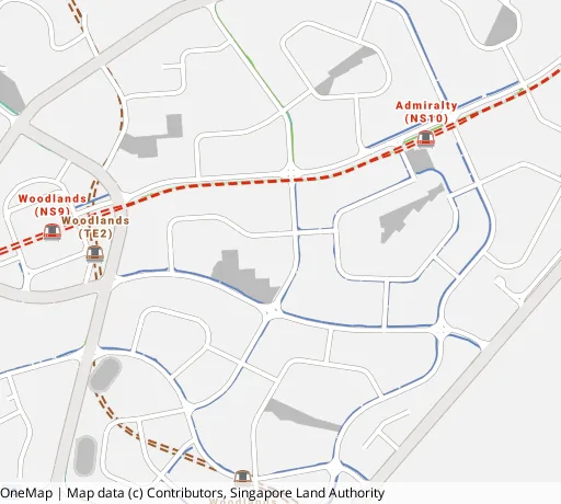 Map of the area around Blk 899B Woodlands Dr 50 in Woodlands, showing 400 m and 1 km rings and 6 primary schools within 1 km