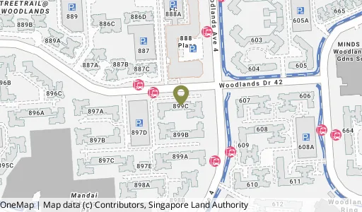 Location map of Blk 899C Woodlands Dr 50, a HDB resale block in Woodlands, Singapore