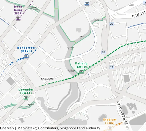 Map of the area around Blk 8B Upp Boon Keng Rd in Kallang/Whampoa, showing 400 m and 1 km rings and 2 hawker centres within 1 km