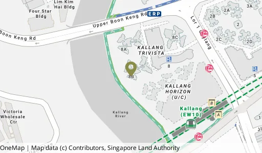 Location map of Blk 8B Upp Boon Keng Rd, a HDB resale block in Kallang/Whampoa, Singapore
