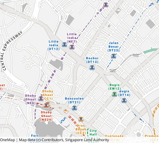 Map of the area around Blk 9 Selegie Rd in Central Area, showing 400 m and 1 km rings and 2 primary schools within 1 km